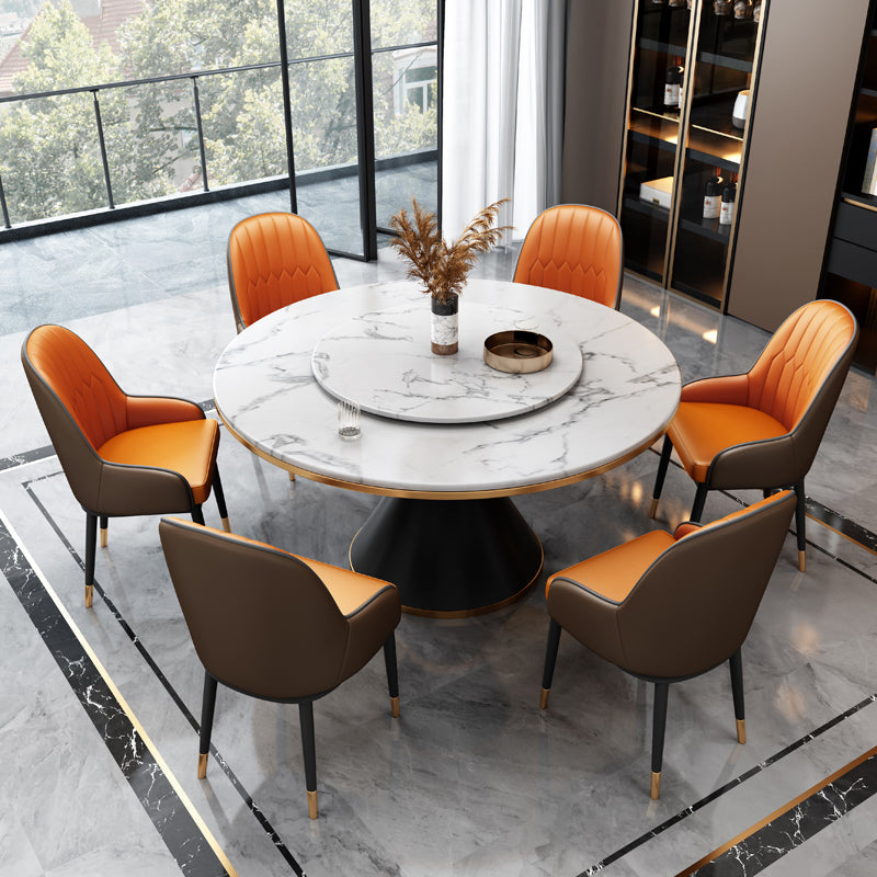 Glam Standard Marble Dining Table Round Shape Kitchen Dining Table with Pedestal Base Clearhalo ' dining_table' 'Dining Tables & Seating' 'Dining Tables' 'furn' 'furn_dining_table' 'Furniture' 'furniture_dining_table' 'Kitchen & Dining Furniture' 'kitchen&dining_furn' 'kitchen' 'kitchen_dining_table' 4111152
