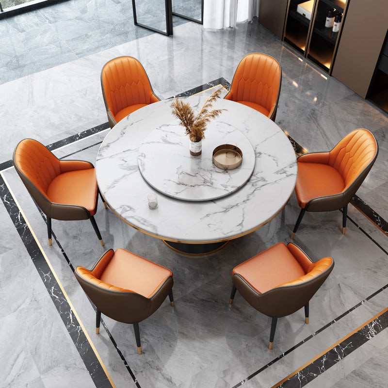 Glam Standard Marble Dining Table Round Shape Kitchen Dining Table with Pedestal Base Clearhalo ' dining_table' 'Dining Tables & Seating' 'Dining Tables' 'furn' 'furn_dining_table' 'Furniture' 'furniture_dining_table' 'Kitchen & Dining Furniture' 'kitchen&dining_furn' 'kitchen' 'kitchen_dining_table' 4111154