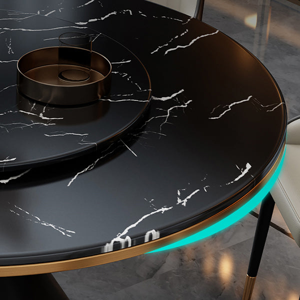 Glam Standard Marble Dining Table Round Shape Kitchen Dining Table with Pedestal Base Clearhalo ' dining_table' 'Dining Tables & Seating' 'Dining Tables' 'furn' 'furn_dining_table' 'Furniture' 'furniture_dining_table' 'Kitchen & Dining Furniture' 'kitchen&dining_furn' 'kitchen' 'kitchen_dining_table' 4111157