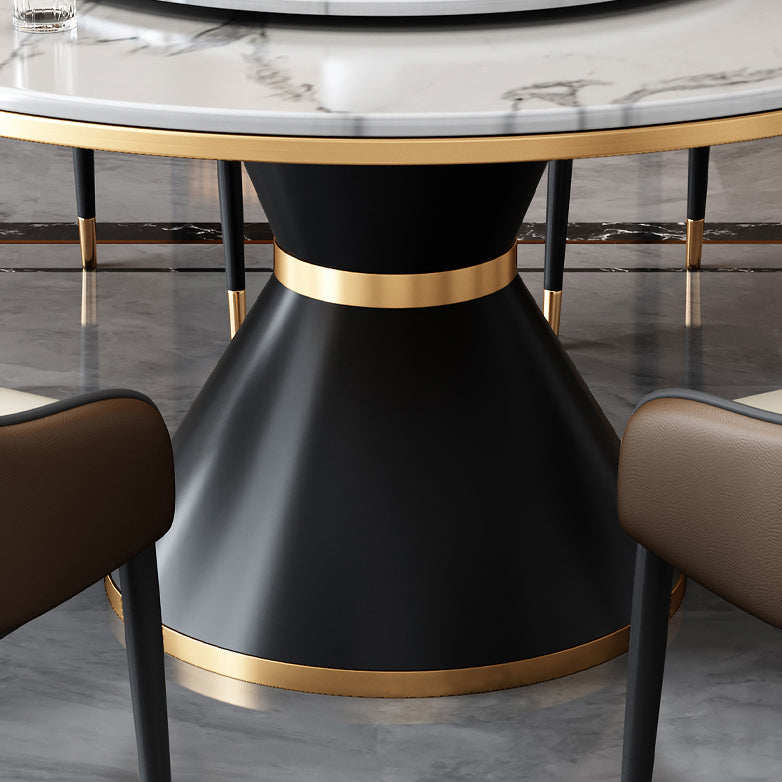 Glam Standard Marble Dining Table Round Shape Kitchen Dining Table with Pedestal Base Clearhalo ' dining_table' 'Dining Tables & Seating' 'Dining Tables' 'furn' 'furn_dining_table' 'Furniture' 'furniture_dining_table' 'Kitchen & Dining Furniture' 'kitchen&dining_furn' 'kitchen' 'kitchen_dining_table' 4111159