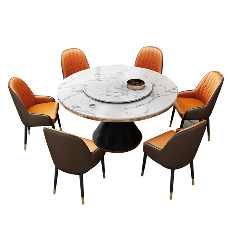 Glam Standard Marble Dining Table Round Shape Kitchen Dining Table with Pedestal Base Clearhalo ' dining_table' 'Dining Tables & Seating' 'Dining Tables' 'furn' 'furn_dining_table' 'Furniture' 'furniture_dining_table' 'Kitchen & Dining Furniture' 'kitchen&dining_furn' 'kitchen' 'kitchen_dining_table' 4111160