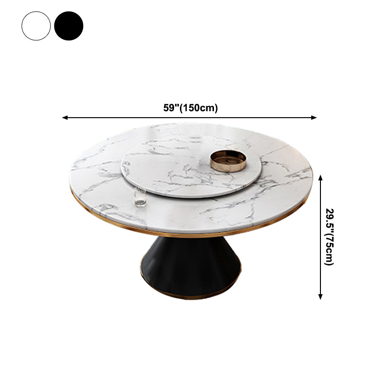 Glam Standard Marble Dining Table Round Shape Kitchen Dining Table with Pedestal Base Clearhalo ' dining_table' 'Dining Tables & Seating' 'Dining Tables' 'furn' 'furn_dining_table' 'Furniture' 'furniture_dining_table' 'Kitchen & Dining Furniture' 'kitchen&dining_furn' 'kitchen' 'kitchen_dining_table' 4111163
