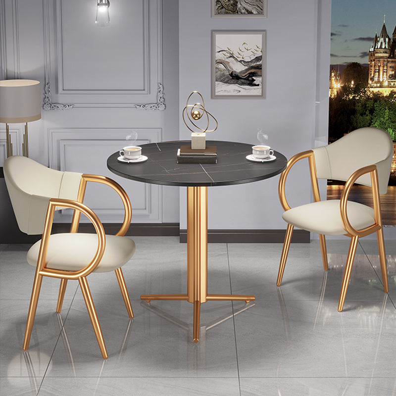 Stone Dining Table Traditional Luxury Dining Site Table with Tripod Base Gold-Black Without Chairs Clearhalo ' dining_table' 'Dining Tables & Seating' 'Dining Tables' 'furn' 'furn_dining_table' 'Furniture' 'furniture_dining_table' 'Kitchen & Dining Furniture' 'kitchen&dining_furn' 'kitchen' 'kitchen_dining_table' 4111165
