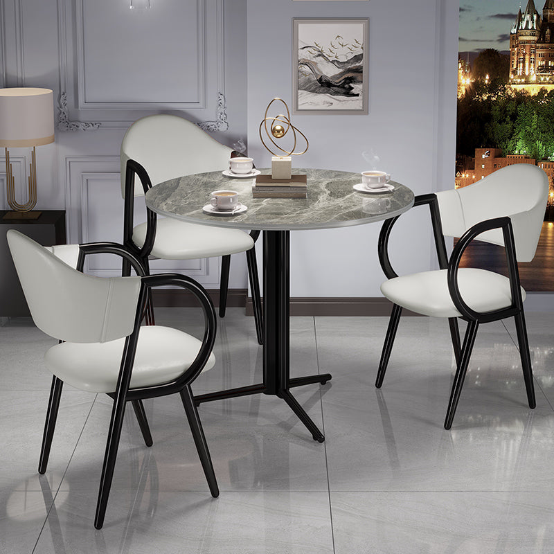 Stone Dining Table Traditional Luxury Dining Site Table with Tripod Base Light Gray-Black Without Chairs Clearhalo ' dining_table' 'Dining Tables & Seating' 'Dining Tables' 'furn' 'furn_dining_table' 'Furniture' 'furniture_dining_table' 'Kitchen & Dining Furniture' 'kitchen&dining_furn' 'kitchen' 'kitchen_dining_table' 4111166