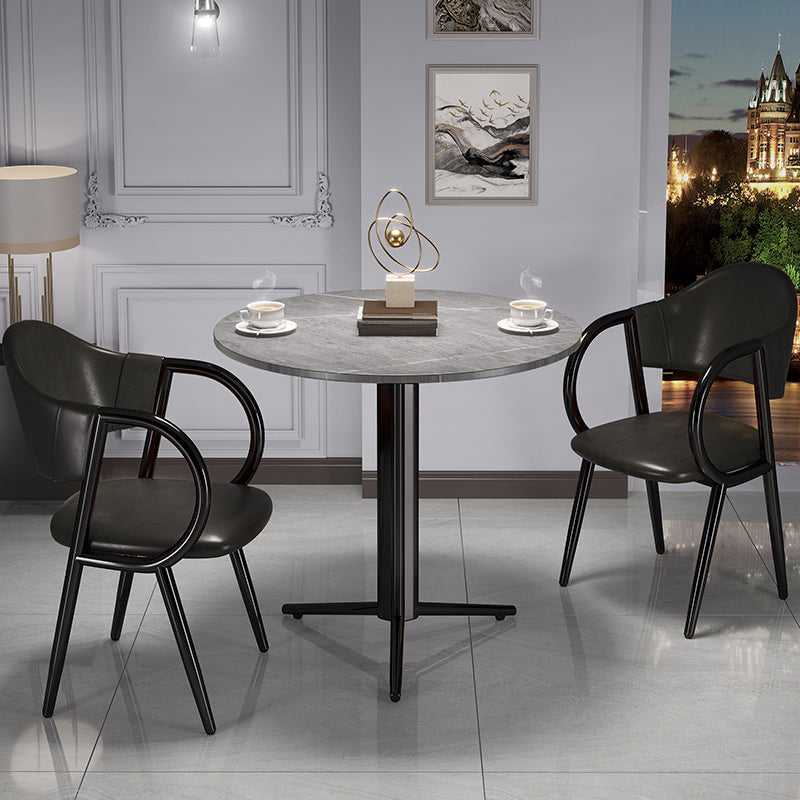 Stone Dining Table Traditional Luxury Dining Site Table with Tripod Base Black-Gray Without Chairs Clearhalo ' dining_table' 'Dining Tables & Seating' 'Dining Tables' 'furn' 'furn_dining_table' 'Furniture' 'furniture_dining_table' 'Kitchen & Dining Furniture' 'kitchen&dining_furn' 'kitchen' 'kitchen_dining_table' 4111167