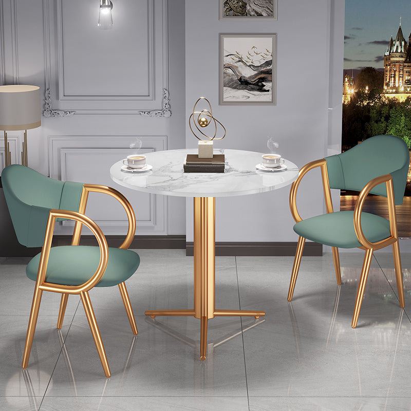 Stone Dining Table Traditional Luxury Dining Site Table with Tripod Base White-Gold Without Chairs Clearhalo ' dining_table' 'Dining Tables & Seating' 'Dining Tables' 'furn' 'furn_dining_table' 'Furniture' 'furniture_dining_table' 'Kitchen & Dining Furniture' 'kitchen&dining_furn' 'kitchen' 'kitchen_dining_table' 4111169