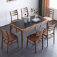 Sintered Stone Top Dining Table in Black Rectangle Table with Wooden Base and 4 Legs Clearhalo ' dining_table' 'Dining Tables & Seating' 'Dining Tables' 'furn' 'furn_dining_table' 'Furniture' 'furniture_dining_table' 'Kitchen & Dining Furniture' 'kitchen&dining_furn' 'kitchen' 'kitchen_dining_table' 4111182