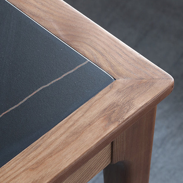 Sintered Stone Top Dining Table in Black Rectangle Table with Wooden Base and 4 Legs Clearhalo ' dining_table' 'Dining Tables & Seating' 'Dining Tables' 'furn' 'furn_dining_table' 'Furniture' 'furniture_dining_table' 'Kitchen & Dining Furniture' 'kitchen&dining_furn' 'kitchen' 'kitchen_dining_table' 4111186