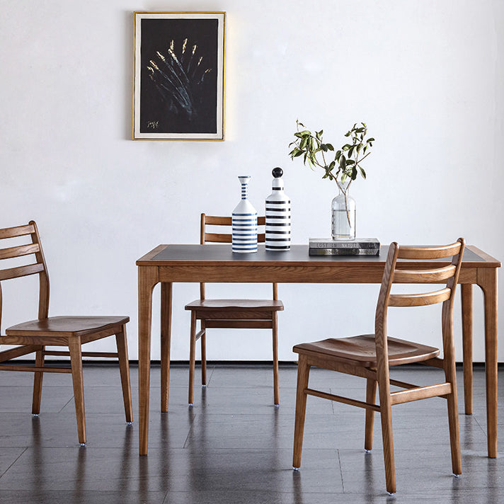Sintered Stone Top Dining Table in Black Rectangle Table with Wooden Base and 4 Legs Clearhalo ' dining_table' 'Dining Tables & Seating' 'Dining Tables' 'furn' 'furn_dining_table' 'Furniture' 'furniture_dining_table' 'Kitchen & Dining Furniture' 'kitchen&dining_furn' 'kitchen' 'kitchen_dining_table' 4111190