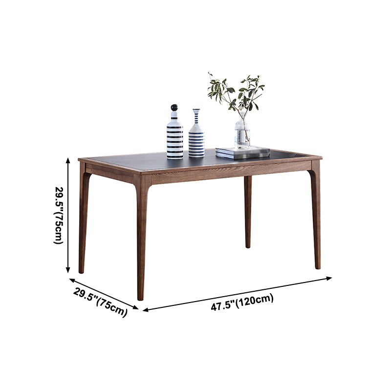 Sintered Stone Top Dining Table in Black Rectangle Table with Wooden Base and 4 Legs Clearhalo ' dining_table' 'Dining Tables & Seating' 'Dining Tables' 'furn' 'furn_dining_table' 'Furniture' 'furniture_dining_table' 'Kitchen & Dining Furniture' 'kitchen&dining_furn' 'kitchen' 'kitchen_dining_table' 4111192