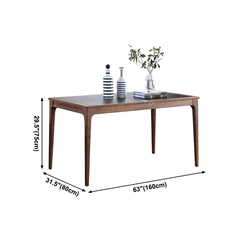 Sintered Stone Top Dining Table in Black Rectangle Table with Wooden Base and 4 Legs Clearhalo ' dining_table' 'Dining Tables & Seating' 'Dining Tables' 'furn' 'furn_dining_table' 'Furniture' 'furniture_dining_table' 'Kitchen & Dining Furniture' 'kitchen&dining_furn' 'kitchen' 'kitchen_dining_table' 4111194