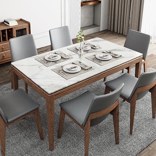 Sintered Stone Top Rectangle Table in White Medieval Modern Table with 4 Legs Clearhalo ' dining_table' 'Dining Tables & Seating' 'Dining Tables' 'furn' 'furn_dining_table' 'Furniture' 'furniture_dining_table' 'Kitchen & Dining Furniture' 'kitchen&dining_furn' 'kitchen' 'kitchen_dining_table' 4111198