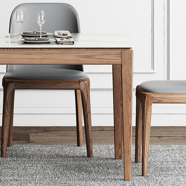 Sintered Stone Top Rectangle Table in White Medieval Modern Table with 4 Legs Clearhalo ' dining_table' 'Dining Tables & Seating' 'Dining Tables' 'furn' 'furn_dining_table' 'Furniture' 'furniture_dining_table' 'Kitchen & Dining Furniture' 'kitchen&dining_furn' 'kitchen' 'kitchen_dining_table' 4111201