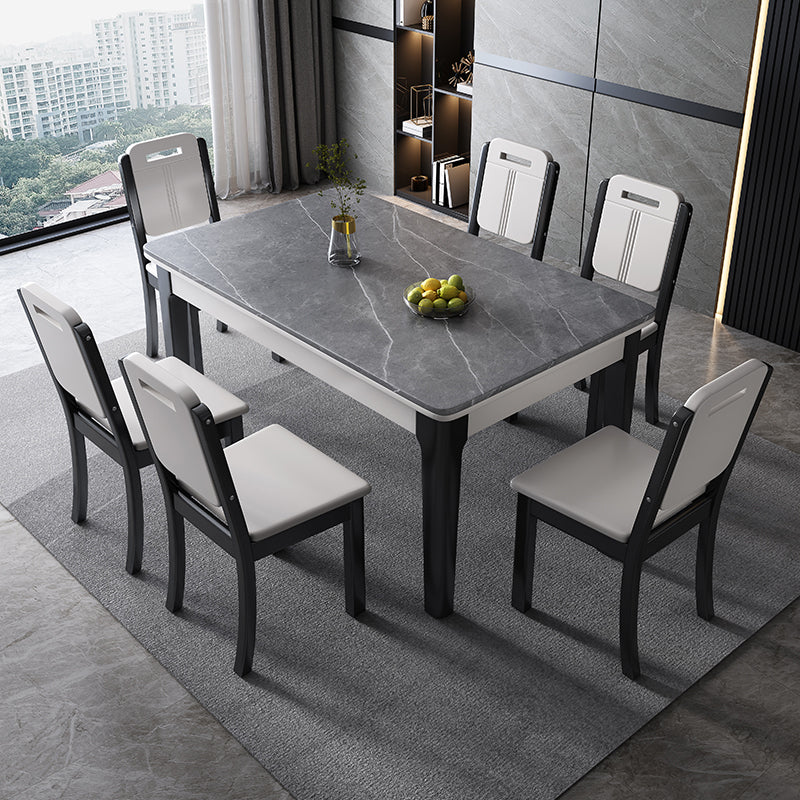 Mid-Century Rectangle Dining Table Sintered Stone Table with 4 Legs Base Gray Without Chairs Clearhalo ' dining_table' 'Dining Tables & Seating' 'Dining Tables' 'furn' 'furn_dining_table' 'Furniture' 'furniture_dining_table' 'Kitchen & Dining Furniture' 'kitchen&dining_furn' 'kitchen' 'kitchen_dining_table' 4111235