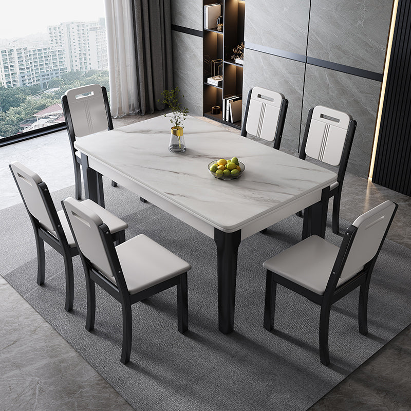 Mid-Century Rectangle Dining Table Sintered Stone Table with 4 Legs Base White Without Chairs Clearhalo ' dining_table' 'Dining Tables & Seating' 'Dining Tables' 'furn' 'furn_dining_table' 'Furniture' 'furniture_dining_table' 'Kitchen & Dining Furniture' 'kitchen&dining_furn' 'kitchen' 'kitchen_dining_table' 4111236