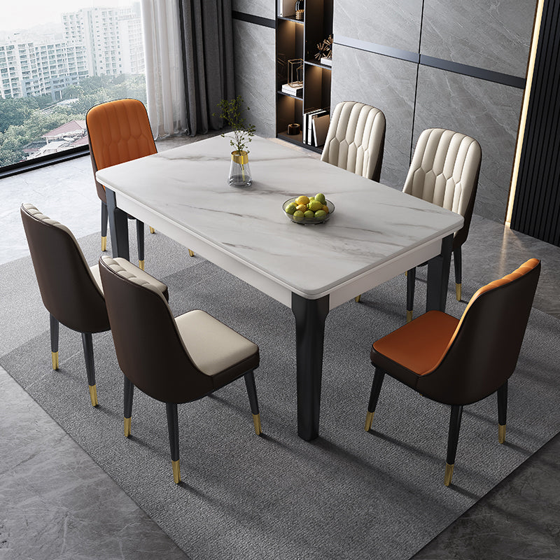 Mid-Century Rectangle Dining Table Sintered Stone Table with 4 Legs Base Clearhalo ' dining_table' 'Dining Tables & Seating' 'Dining Tables' 'furn' 'furn_dining_table' 'Furniture' 'furniture_dining_table' 'Kitchen & Dining Furniture' 'kitchen&dining_furn' 'kitchen' 'kitchen_dining_table' 4111237