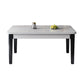 Mid-Century Rectangle Dining Table Sintered Stone Table with 4 Legs Base White Gold Without Chairs Clearhalo ' dining_table' 'Dining Tables & Seating' 'Dining Tables' 'furn' 'furn_dining_table' 'Furniture' 'furniture_dining_table' 'Kitchen & Dining Furniture' 'kitchen&dining_furn' 'kitchen' 'kitchen_dining_table' 4111238