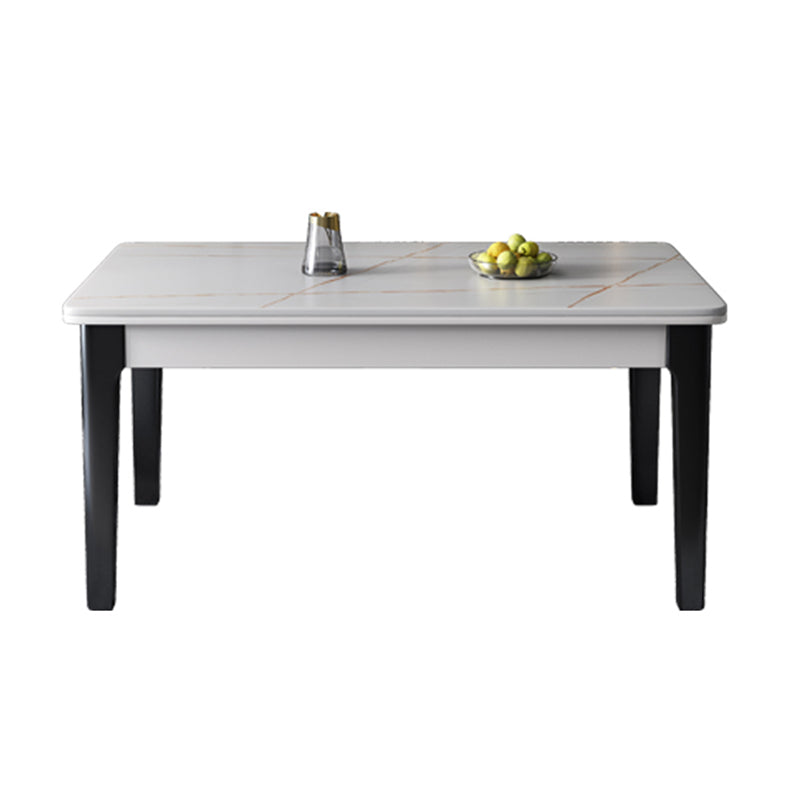 Mid-Century Rectangle Dining Table Sintered Stone Table with 4 Legs Base White Gold Without Chairs Clearhalo ' dining_table' 'Dining Tables & Seating' 'Dining Tables' 'furn' 'furn_dining_table' 'Furniture' 'furniture_dining_table' 'Kitchen & Dining Furniture' 'kitchen&dining_furn' 'kitchen' 'kitchen_dining_table' 4111238