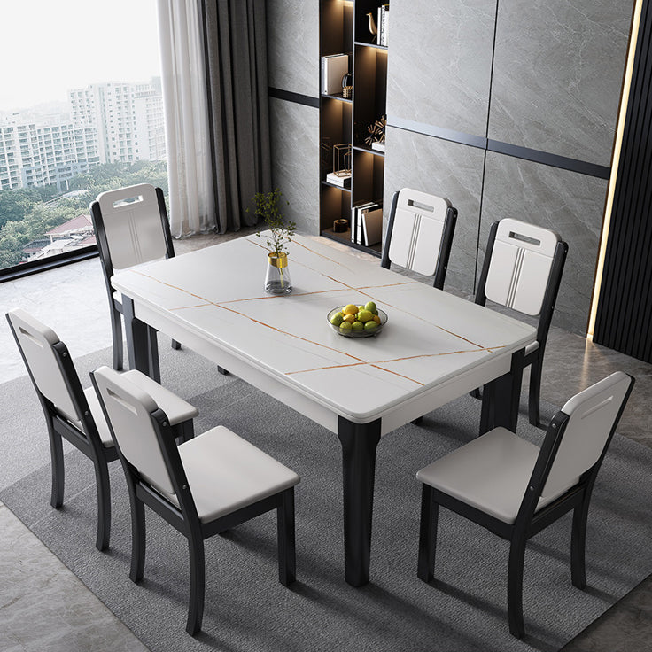 Mid-Century Rectangle Dining Table Sintered Stone Table with 4 Legs Base Clearhalo ' dining_table' 'Dining Tables & Seating' 'Dining Tables' 'furn' 'furn_dining_table' 'Furniture' 'furniture_dining_table' 'Kitchen & Dining Furniture' 'kitchen&dining_furn' 'kitchen' 'kitchen_dining_table' 4111244