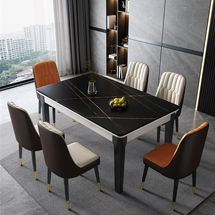 Mid-Century Rectangle Dining Table Sintered Stone Table with 4 Legs Base Clearhalo ' dining_table' 'Dining Tables & Seating' 'Dining Tables' 'furn' 'furn_dining_table' 'Furniture' 'furniture_dining_table' 'Kitchen & Dining Furniture' 'kitchen&dining_furn' 'kitchen' 'kitchen_dining_table' 4111245