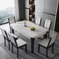 Mid-Century Rectangle Dining Table Sintered Stone Table with 4 Legs Base Clearhalo ' dining_table' 'Dining Tables & Seating' 'Dining Tables' 'furn' 'furn_dining_table' 'Furniture' 'furniture_dining_table' 'Kitchen & Dining Furniture' 'kitchen&dining_furn' 'kitchen' 'kitchen_dining_table' 4111246
