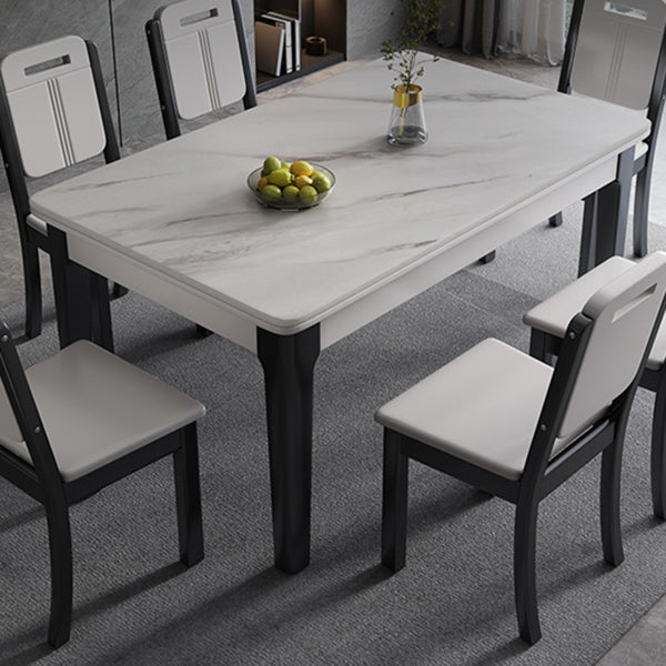 Mid-Century Rectangle Dining Table Sintered Stone Table with 4 Legs Base Clearhalo ' dining_table' 'Dining Tables & Seating' 'Dining Tables' 'furn' 'furn_dining_table' 'Furniture' 'furniture_dining_table' 'Kitchen & Dining Furniture' 'kitchen&dining_furn' 'kitchen' 'kitchen_dining_table' 4111247