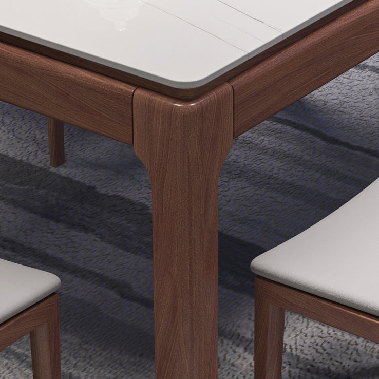 Mid-Century Modern Rectangle Dining Table Sintered Stone Table with 4 Legs Base Clearhalo ' dining_table' 'Dining Tables & Seating' 'Dining Tables' 'furn' 'furn_dining_table' 'Furniture' 'furniture_dining_table' 'Kitchen & Dining Furniture' 'kitchen&dining_furn' 'kitchen' 'kitchen_dining_table' 4111255