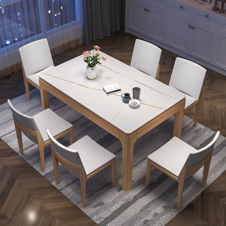 Mid-Century Modern Rectangle Dining Table Sintered Stone Table with 4 Legs Base Clearhalo ' dining_table' 'Dining Tables & Seating' 'Dining Tables' 'furn' 'furn_dining_table' 'Furniture' 'furniture_dining_table' 'Kitchen & Dining Furniture' 'kitchen&dining_furn' 'kitchen' 'kitchen_dining_table' 4111261