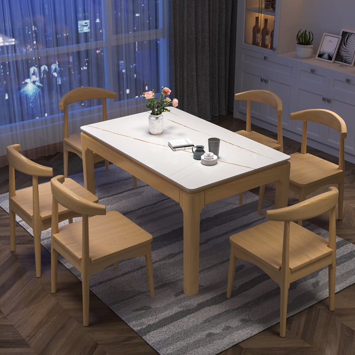 Mid-Century Modern Rectangle Dining Table Sintered Stone Table with 4 Legs Base Clearhalo ' dining_table' 'Dining Tables & Seating' 'Dining Tables' 'furn' 'furn_dining_table' 'Furniture' 'furniture_dining_table' 'Kitchen & Dining Furniture' 'kitchen&dining_furn' 'kitchen' 'kitchen_dining_table' 4111262