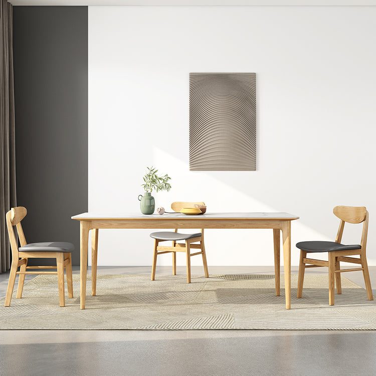 Midcentury Rectangle Dining Table Sintered Stone Table with 4 Legs Wood Base Clearhalo ' dining_table' 'Dining Tables & Seating' 'Dining Tables' 'furn' 'furn_dining_table' 'Furniture' 'furniture_dining_table' 'Kitchen & Dining Furniture' 'kitchen&dining_furn' 'kitchen' 'kitchen_dining_table' 4111267