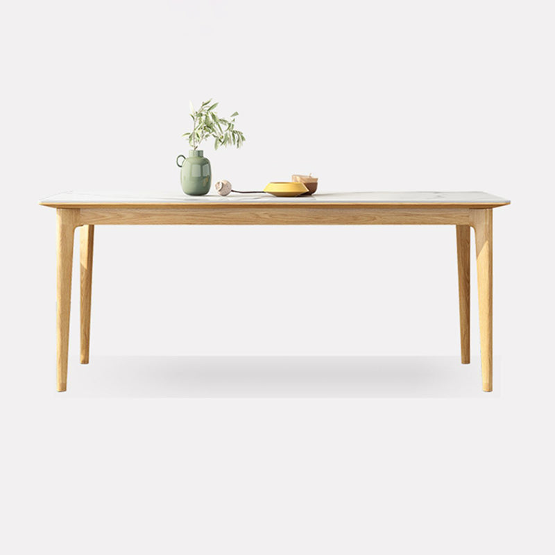 Midcentury Rectangle Dining Table Sintered Stone Table with 4 Legs Wood Base Without Chairs Clearhalo ' dining_table' 'Dining Tables & Seating' 'Dining Tables' 'furn' 'furn_dining_table' 'Furniture' 'furniture_dining_table' 'Kitchen & Dining Furniture' 'kitchen&dining_furn' 'kitchen' 'kitchen_dining_table' 4111271