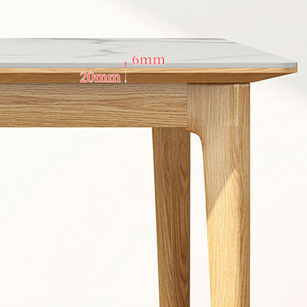 Midcentury Rectangle Dining Table Sintered Stone Table with 4 Legs Wood Base Clearhalo ' dining_table' 'Dining Tables & Seating' 'Dining Tables' 'furn' 'furn_dining_table' 'Furniture' 'furniture_dining_table' 'Kitchen & Dining Furniture' 'kitchen&dining_furn' 'kitchen' 'kitchen_dining_table' 4111275