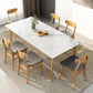 Midcentury Rectangle Dining Table Sintered Stone Table with 4 Legs Wood Base Clearhalo ' dining_table' 'Dining Tables & Seating' 'Dining Tables' 'furn' 'furn_dining_table' 'Furniture' 'furniture_dining_table' 'Kitchen & Dining Furniture' 'kitchen&dining_furn' 'kitchen' 'kitchen_dining_table' 4111280