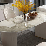 Modern Freeform Dining Table Sintered Stone Table with Double Pedestal Clearhalo ' dining_table' 'Dining Tables & Seating' 'Dining Tables' 'furn' 'furn_dining_table' 'Furniture' 'furniture_dining_table' 'Kitchen & Dining Furniture' 'kitchen&dining_furn' 'kitchen' 'kitchen_dining_table' 4111289