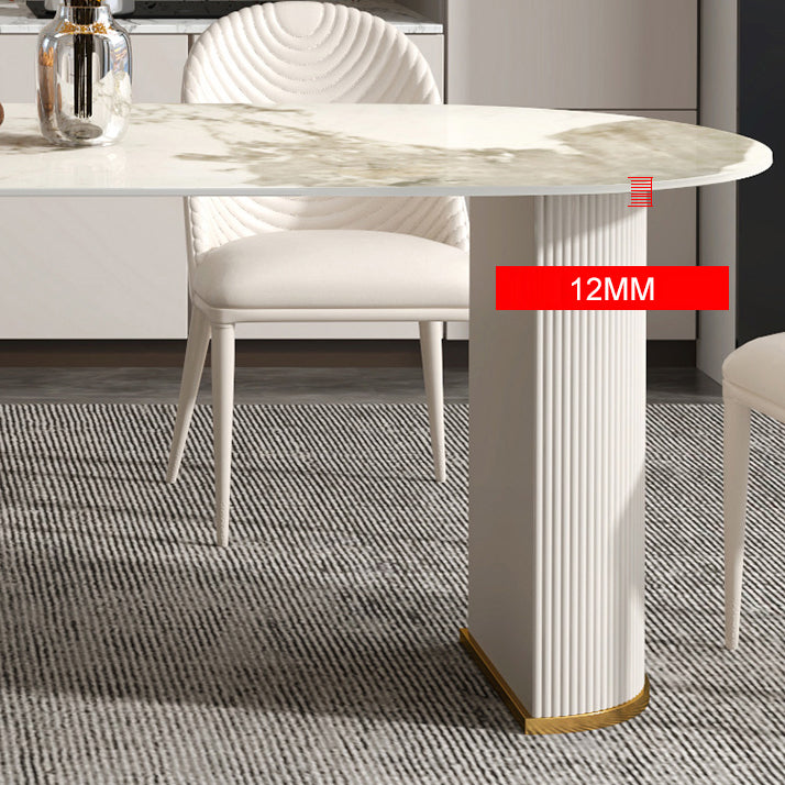 Modern Freeform Dining Table Sintered Stone Table with Double Pedestal Clearhalo ' dining_table' 'Dining Tables & Seating' 'Dining Tables' 'furn' 'furn_dining_table' 'Furniture' 'furniture_dining_table' 'Kitchen & Dining Furniture' 'kitchen&dining_furn' 'kitchen' 'kitchen_dining_table' 4111290