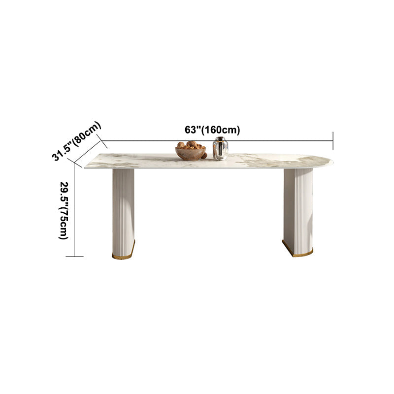 Modern Freeform Dining Table Sintered Stone Table with Double Pedestal Clearhalo ' dining_table' 'Dining Tables & Seating' 'Dining Tables' 'furn' 'furn_dining_table' 'Furniture' 'furniture_dining_table' 'Kitchen & Dining Furniture' 'kitchen&dining_furn' 'kitchen' 'kitchen_dining_table' 4111293