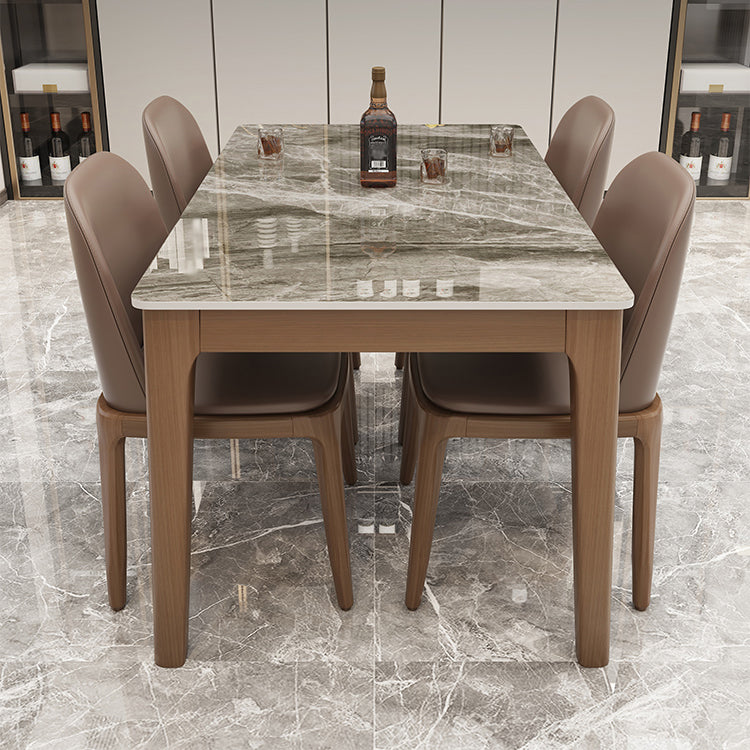 Rectangle Dining Site Table Midcentury Style Stone Dinner Room Kitchen Table Clearhalo ' dining_table' 'Dining Tables & Seating' 'Dining Tables' 'furn' 'furn_dining_table' 'Furniture' 'furniture_dining_table' 'Kitchen & Dining Furniture' 'kitchen&dining_furn' 'kitchen' 'kitchen_dining_table' 4111295