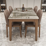 Rectangle Dining Site Table Midcentury Style Stone Dinner Room Kitchen Table Clearhalo ' dining_table' 'Dining Tables & Seating' 'Dining Tables' 'furn' 'furn_dining_table' 'Furniture' 'furniture_dining_table' 'Kitchen & Dining Furniture' 'kitchen&dining_furn' 'kitchen' 'kitchen_dining_table' 4111295