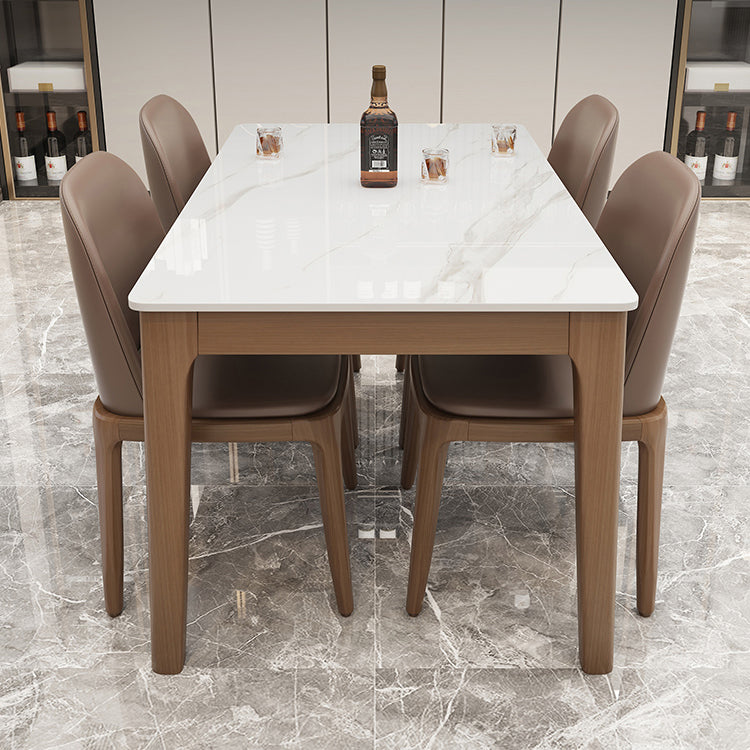 Rectangle Dining Site Table Midcentury Style Stone Dinner Room Kitchen Table White Without Chairs Clearhalo ' dining_table' 'Dining Tables & Seating' 'Dining Tables' 'furn' 'furn_dining_table' 'Furniture' 'furniture_dining_table' 'Kitchen & Dining Furniture' 'kitchen&dining_furn' 'kitchen' 'kitchen_dining_table' 4111296