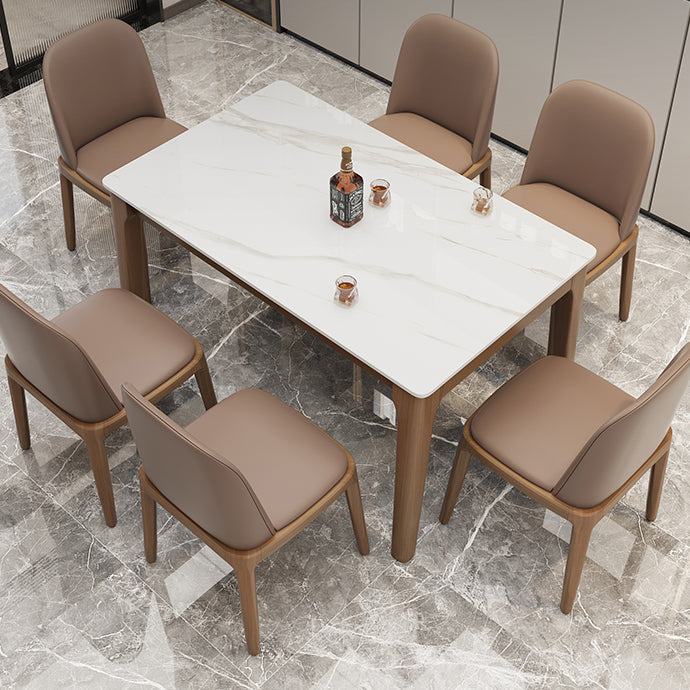 Rectangle Dining Site Table Midcentury Style Stone Dinner Room Kitchen Table Clearhalo ' dining_table' 'Dining Tables & Seating' 'Dining Tables' 'furn' 'furn_dining_table' 'Furniture' 'furniture_dining_table' 'Kitchen & Dining Furniture' 'kitchen&dining_furn' 'kitchen' 'kitchen_dining_table' 4111297