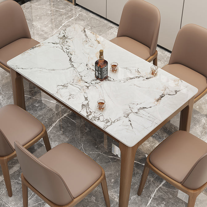Rectangle Dining Site Table Midcentury Style Stone Dinner Room Kitchen Table Black White Without Chairs Clearhalo ' dining_table' 'Dining Tables & Seating' 'Dining Tables' 'furn' 'furn_dining_table' 'Furniture' 'furniture_dining_table' 'Kitchen & Dining Furniture' 'kitchen&dining_furn' 'kitchen' 'kitchen_dining_table' 4111304