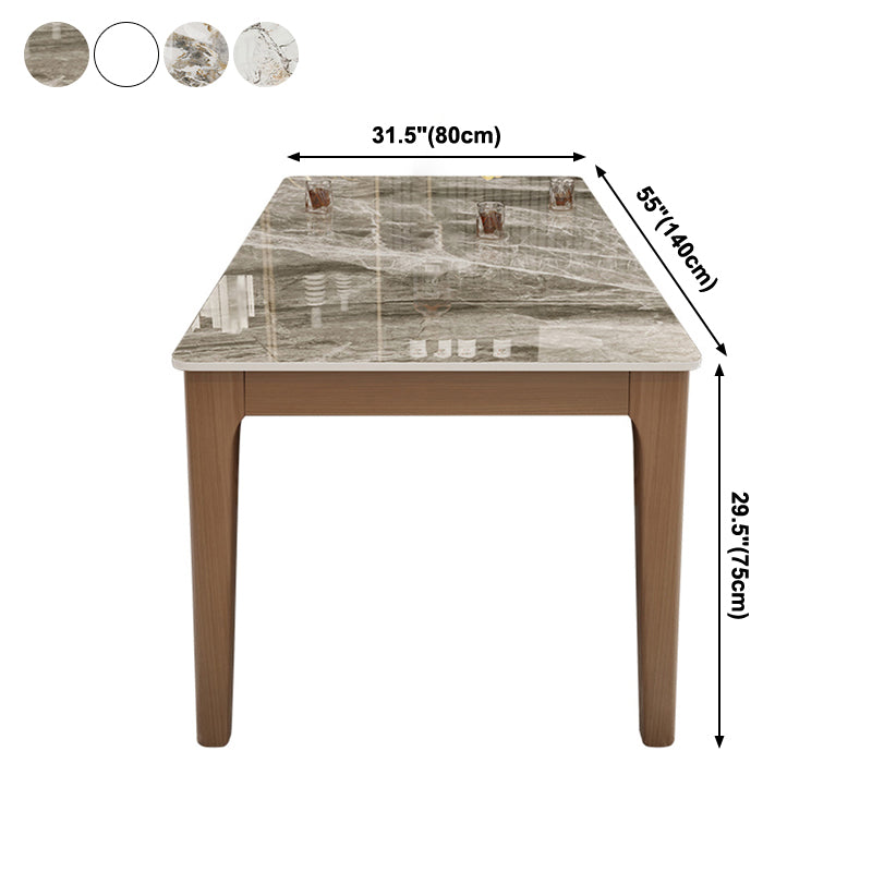 Rectangle Dining Site Table Midcentury Style Stone Dinner Room Kitchen Table Clearhalo ' dining_table' 'Dining Tables & Seating' 'Dining Tables' 'furn' 'furn_dining_table' 'Furniture' 'furniture_dining_table' 'Kitchen & Dining Furniture' 'kitchen&dining_furn' 'kitchen' 'kitchen_dining_table' 4111307