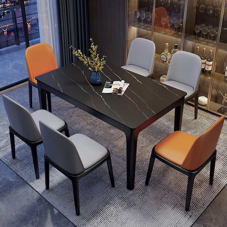Rectangle Dining Site Table Midcentury Style Stone Dining Room Collection for Indoor Black Without Chairs Clearhalo ' dining_table' 'Dining Tables & Seating' 'Dining Tables' 'furn' 'furn_dining_table' 'Furniture' 'furniture_dining_table' 'Kitchen & Dining Furniture' 'kitchen&dining_furn' 'kitchen' 'kitchen_dining_table' 4111312