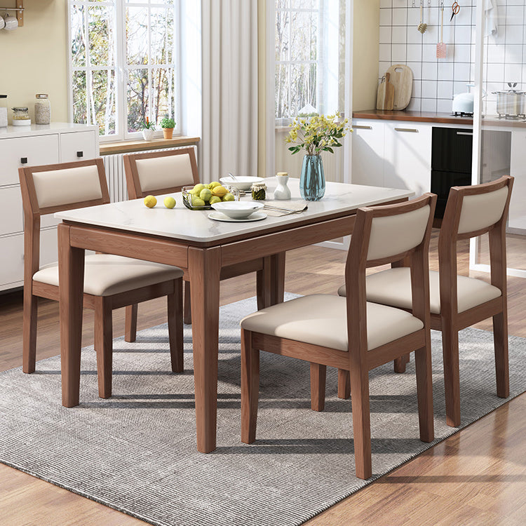 Mid-Century Modern Dining Table Sintered Stone Top Dining Table with Wooden Base for Kitchen Clearhalo ' dining_table' 'Dining Tables & Seating' 'Dining Tables' 'furn' 'furn_dining_table' 'Furniture' 'furniture_dining_table' 'Kitchen & Dining Furniture' 'kitchen&dining_furn' 'kitchen' 'kitchen_dining_table' 4111335