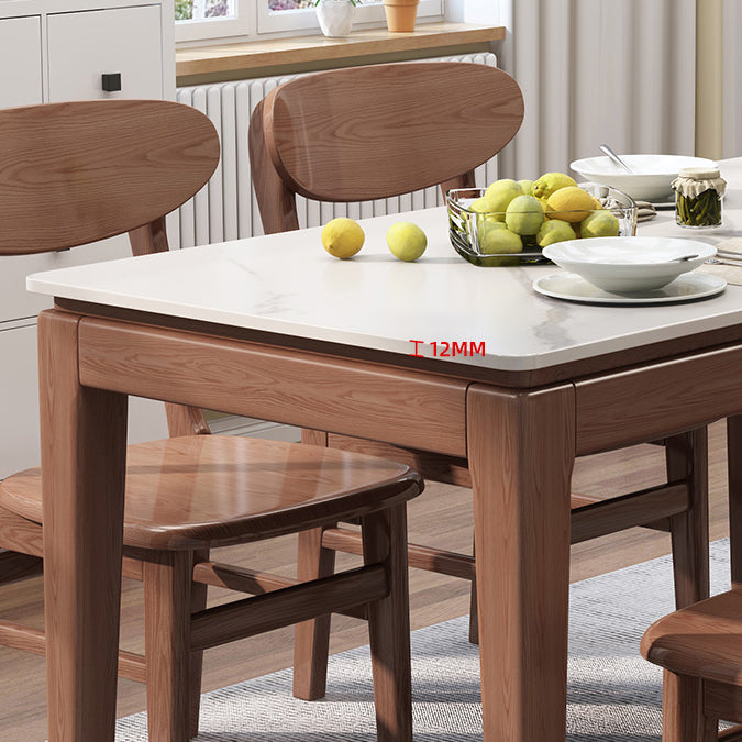 Mid-Century Modern Dining Table Sintered Stone Top Dining Table with Wooden Base for Kitchen Clearhalo ' dining_table' 'Dining Tables & Seating' 'Dining Tables' 'furn' 'furn_dining_table' 'Furniture' 'furniture_dining_table' 'Kitchen & Dining Furniture' 'kitchen&dining_furn' 'kitchen' 'kitchen_dining_table' 4111340