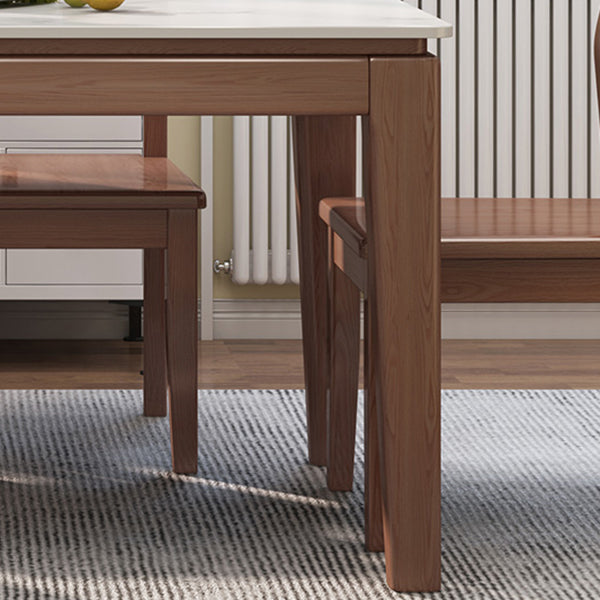 Mid-Century Modern Dining Table Sintered Stone Top Dining Table with Wooden Base for Kitchen Clearhalo ' dining_table' 'Dining Tables & Seating' 'Dining Tables' 'furn' 'furn_dining_table' 'Furniture' 'furniture_dining_table' 'Kitchen & Dining Furniture' 'kitchen&dining_furn' 'kitchen' 'kitchen_dining_table' 4111341