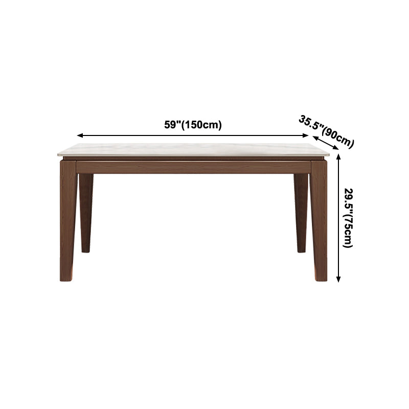 Mid-Century Modern Dining Table Sintered Stone Top Dining Table with Wooden Base for Kitchen Clearhalo ' dining_table' 'Dining Tables & Seating' 'Dining Tables' 'furn' 'furn_dining_table' 'Furniture' 'furniture_dining_table' 'Kitchen & Dining Furniture' 'kitchen&dining_furn' 'kitchen' 'kitchen_dining_table' 4111350