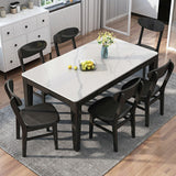 Mid-Century Modern Dining Table Sintered Stone Dining Table with Wooden Base for Kitchen Clearhalo ' dining_table' 'Dining Tables & Seating' 'Dining Tables' 'furn' 'furn_dining_table' 'Furniture' 'furniture_dining_table' 'Kitchen & Dining Furniture' 'kitchen&dining_furn' 'kitchen' 'kitchen_dining_table' 4111353