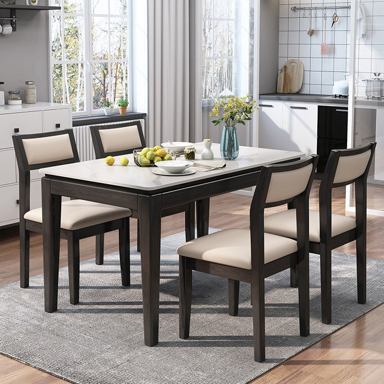 Mid-Century Modern Dining Table Sintered Stone Dining Table with Wooden Base for Kitchen Clearhalo ' dining_table' 'Dining Tables & Seating' 'Dining Tables' 'furn' 'furn_dining_table' 'Furniture' 'furniture_dining_table' 'Kitchen & Dining Furniture' 'kitchen&dining_furn' 'kitchen' 'kitchen_dining_table' 4111354