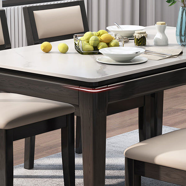 Mid-Century Modern Dining Table Sintered Stone Dining Table with Wooden Base for Kitchen Clearhalo ' dining_table' 'Dining Tables & Seating' 'Dining Tables' 'furn' 'furn_dining_table' 'Furniture' 'furniture_dining_table' 'Kitchen & Dining Furniture' 'kitchen&dining_furn' 'kitchen' 'kitchen_dining_table' 4111359